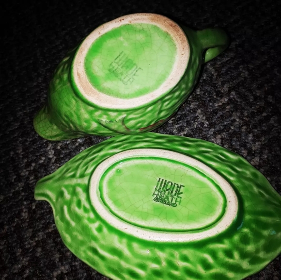 Wade Heath England Vintage Gravy/Sauce Boat & embossed lettuce leaf Plate. - Picture 2 of 5